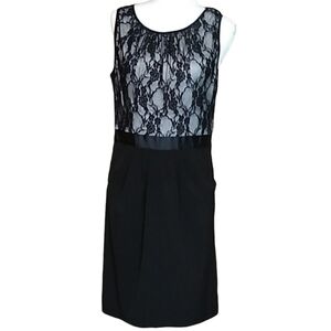 Maurices Womens Size 11 - 12 Black & White Lace Shift Dress Pockets Sleeveless